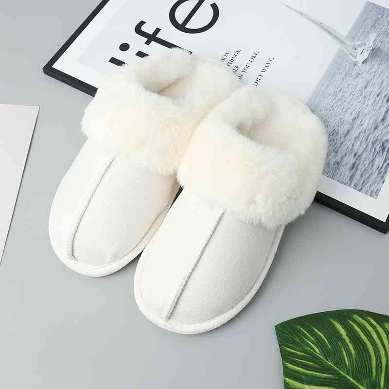 Faux Suede Center Seam Slippers - Premium  from Trendsi - Just $19! Shop now at ZLA