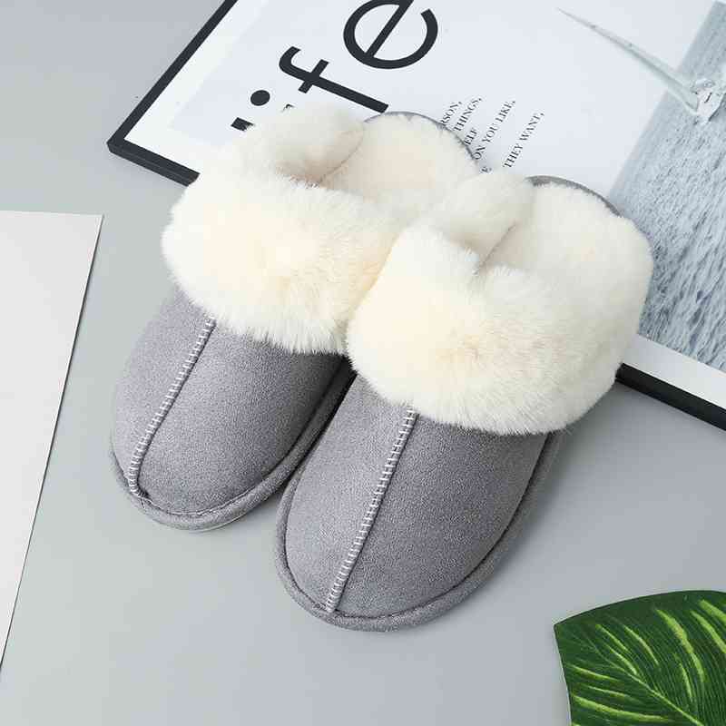 Faux Suede Center Seam Slippers - Premium  from Trendsi - Just $19! Shop now at ZLA