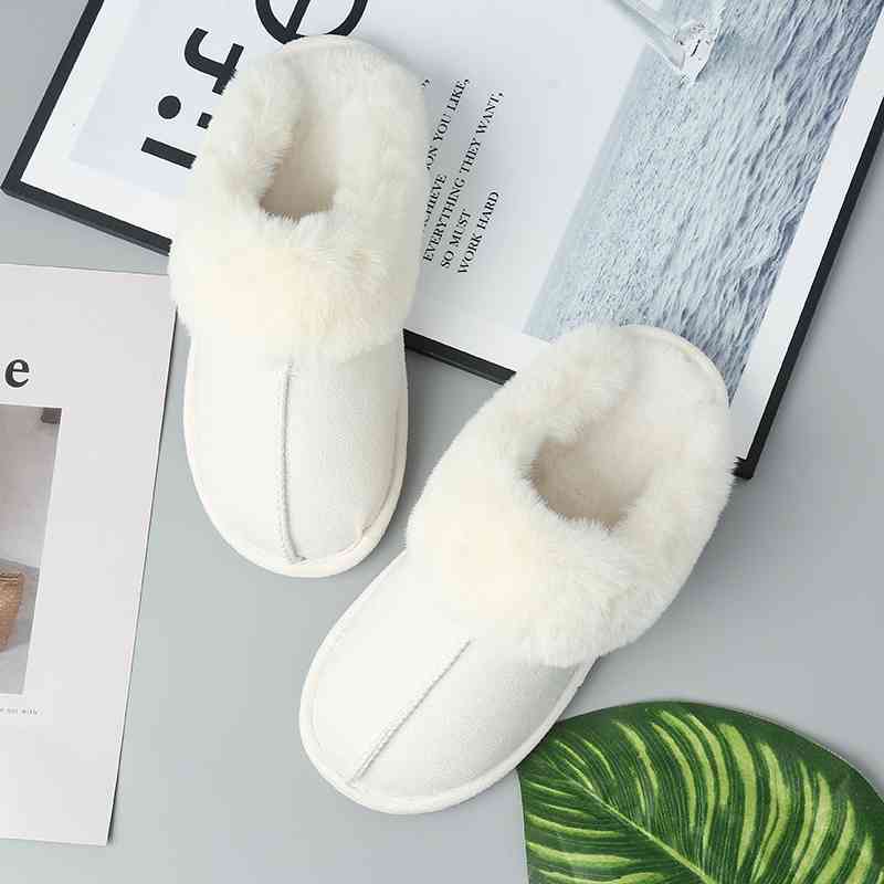 Faux Suede Center Seam Slippers - Premium  from Trendsi - Just $19! Shop now at ZLA