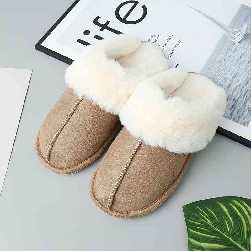 Faux Suede Center Seam Slippers - Premium  from Trendsi - Just $19! Shop now at ZLA