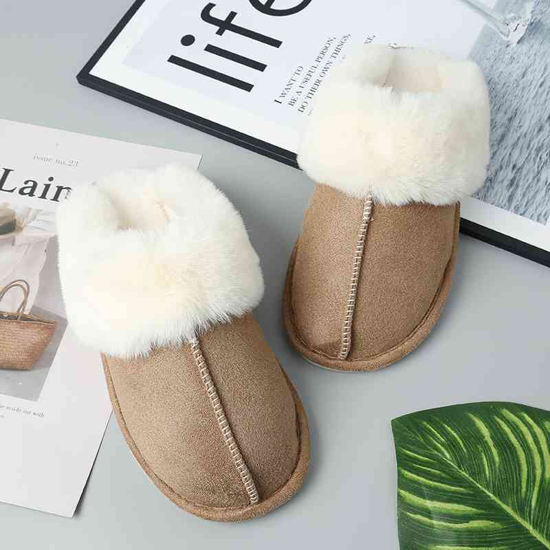 Faux Suede Center Seam Slippers - Premium  from Trendsi - Just $19! Shop now at ZLA