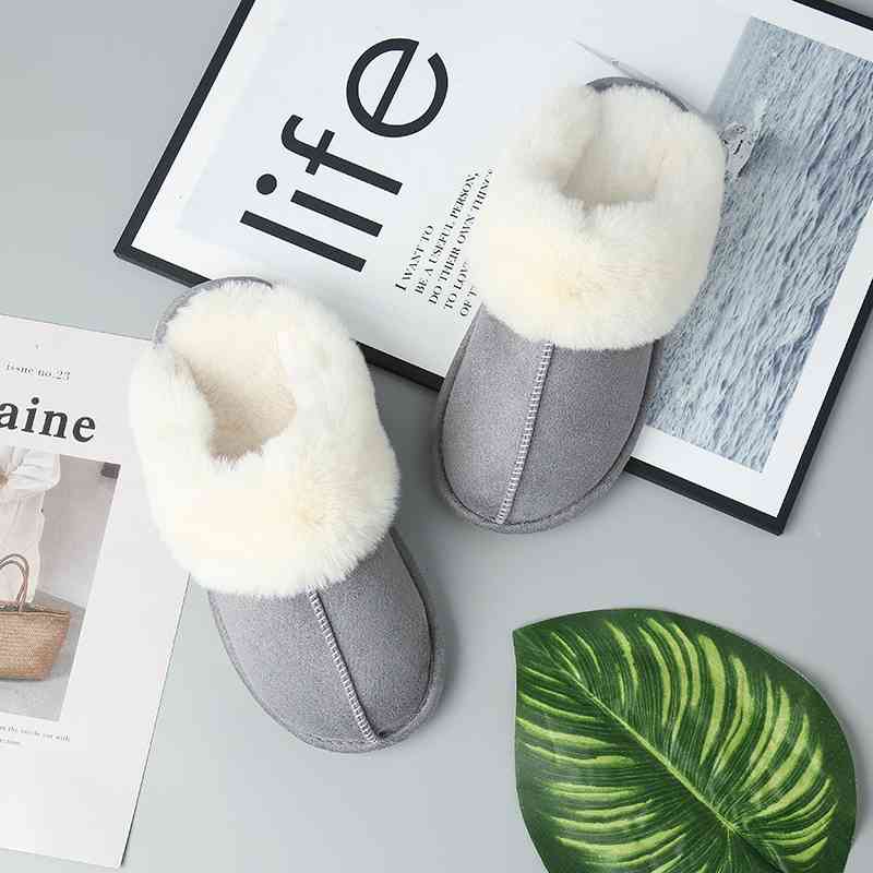 Faux Suede Center Seam Slippers - Premium  from Trendsi - Just $19! Shop now at ZLA