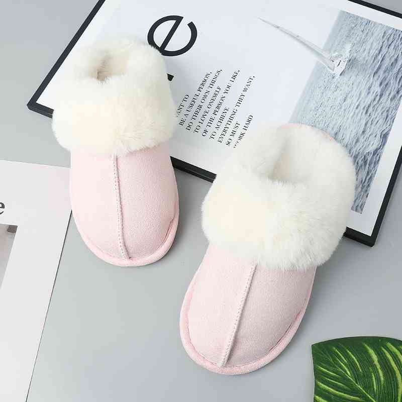 Faux Suede Center Seam Slippers - Premium  from Trendsi - Just $19! Shop now at ZLA