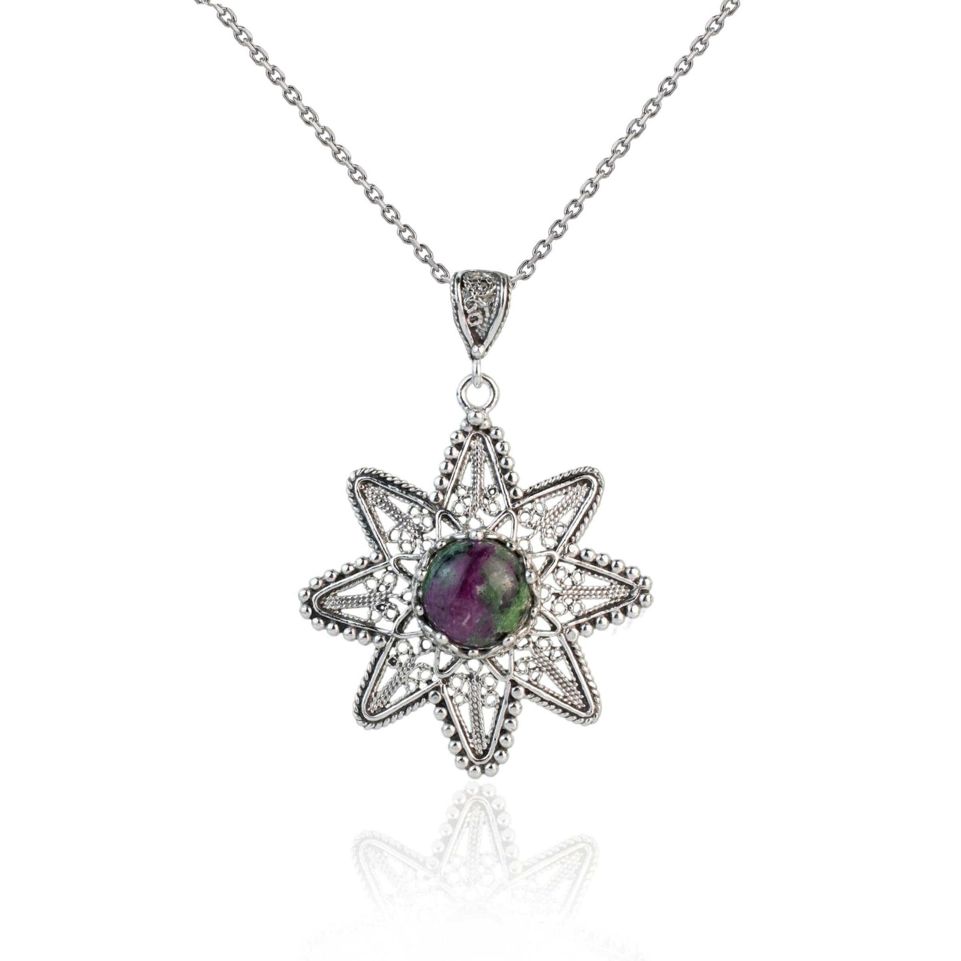 Filigree Art Ruby Zoisite Gemstone Sunflower Design Women Silver - Premium Jewelry & Watches from Scarlet Corydalis - Just $30.77! Shop now at ZLA