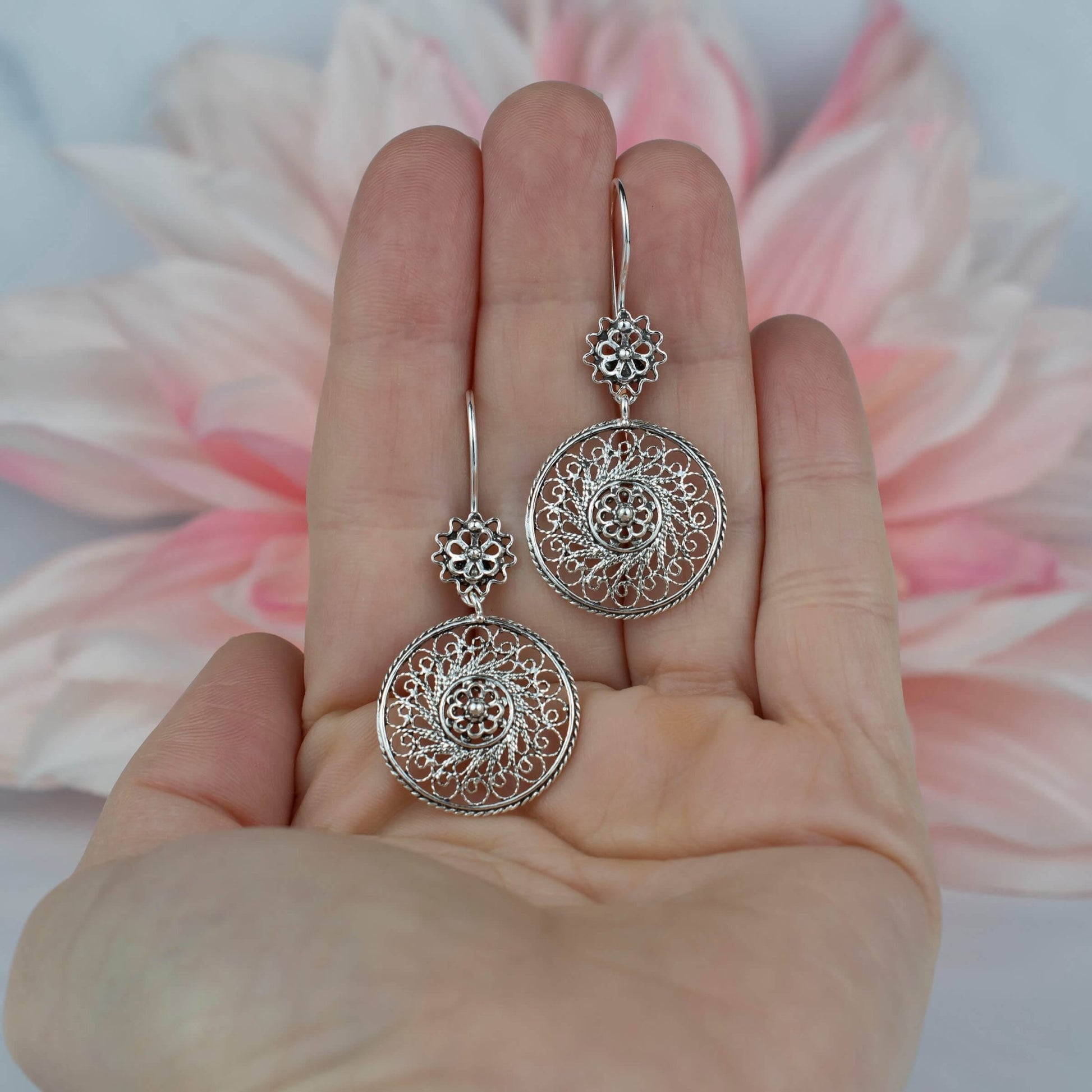 Filigree Art Spiral Flower Figured Women Sterling Silver Dangle Drop - Premium Jewelry & Watches from Scarlet Corydalis - Just $25.27! Shop now at ZLA