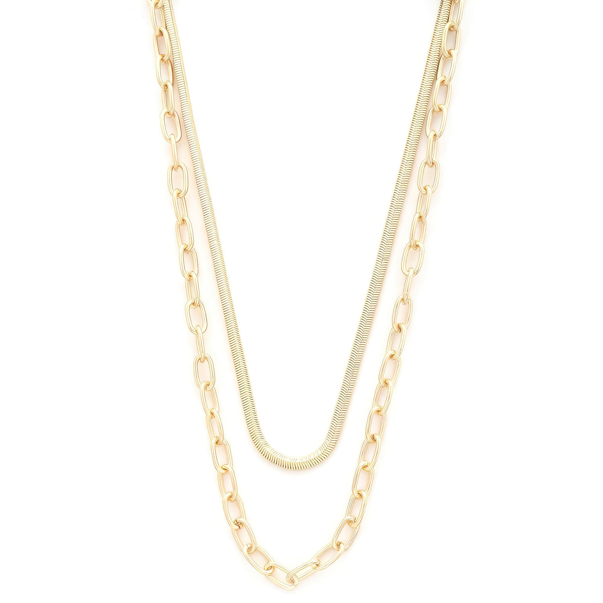 Flat Snake Oval Link Layered Necklace - Premium  from ZLA - Just $12! Shop now at ZLA