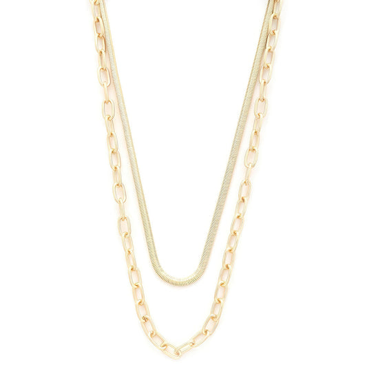 Flat Snake Oval Link Layered Necklace - Premium  from ZLA - Just $12! Shop now at ZLA