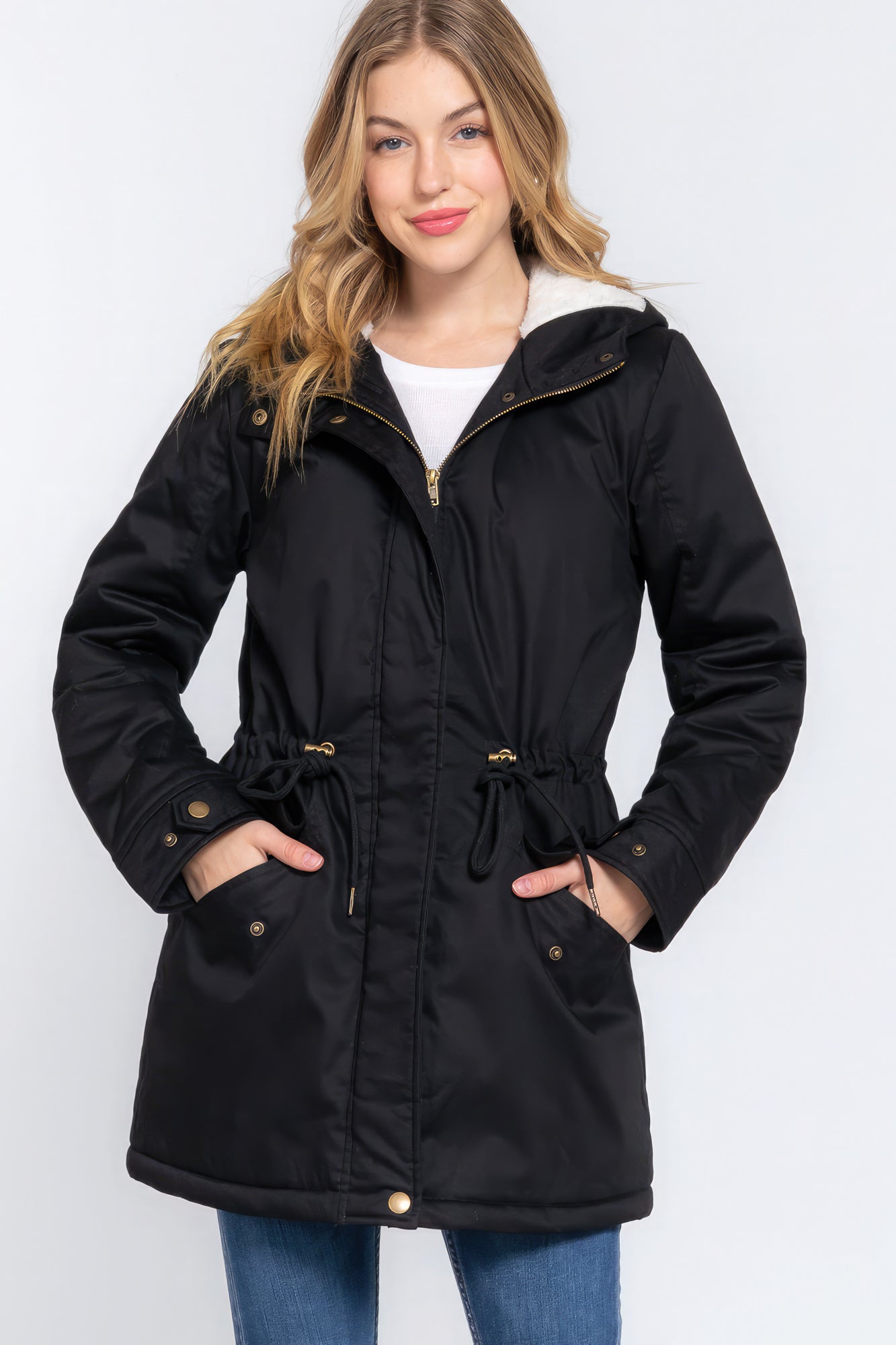 Fleece Lined Fur Hoodie Utility Jacket - Premium  from ZLA - Just $46! Shop now at ZLA