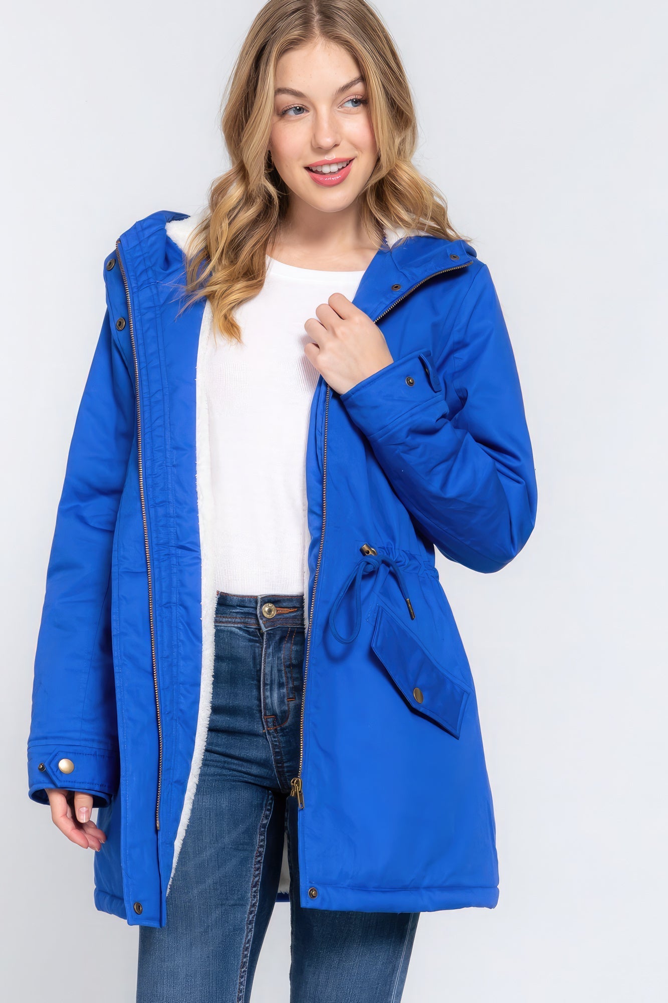 Fleece Lined Fur Hoodie Utility Jacket - Premium  from ZLA - Just $46! Shop now at ZLA