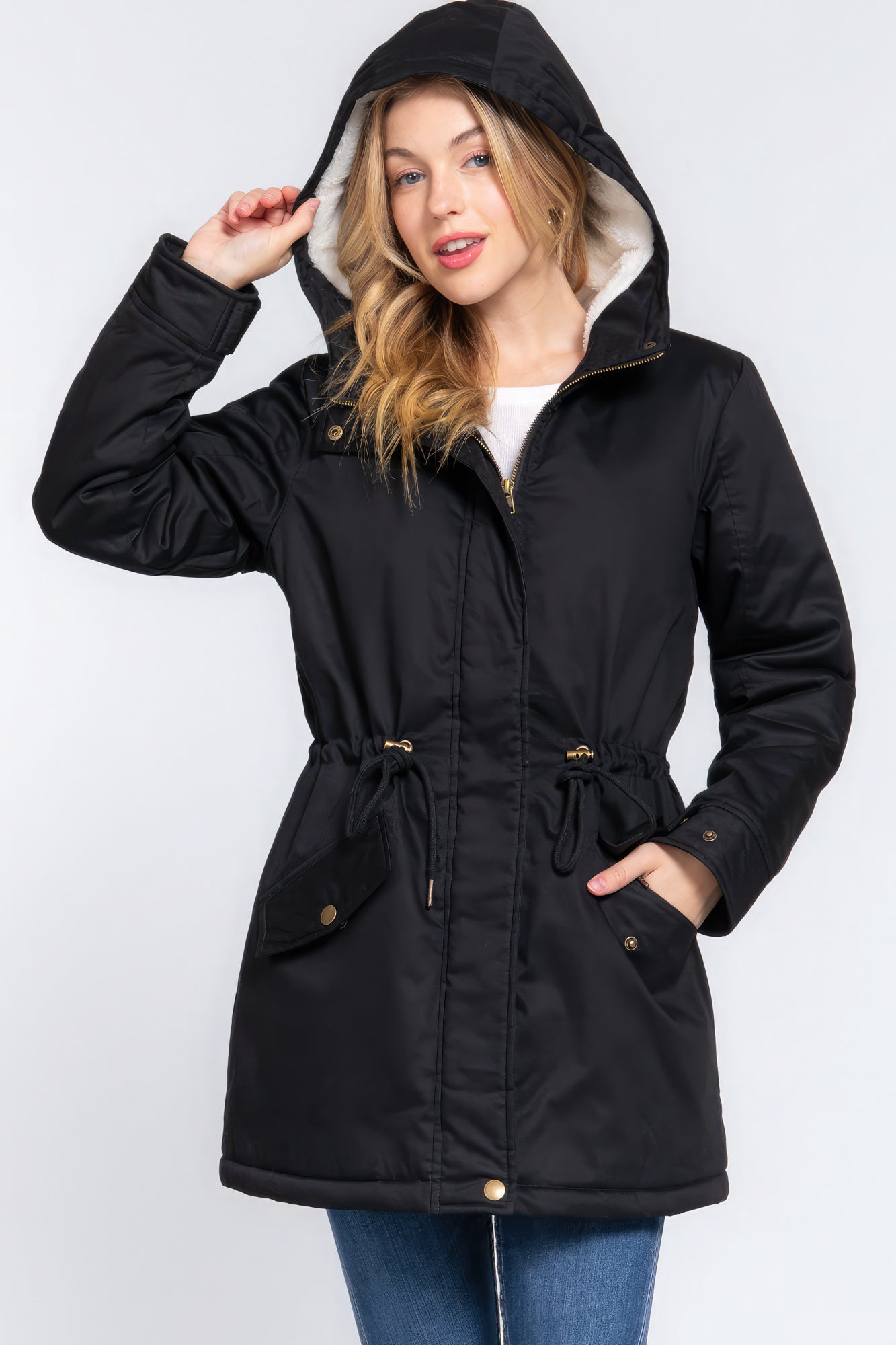 Fleece Lined Fur Hoodie Utility Jacket - Premium  from ZLA - Just $46! Shop now at ZLA