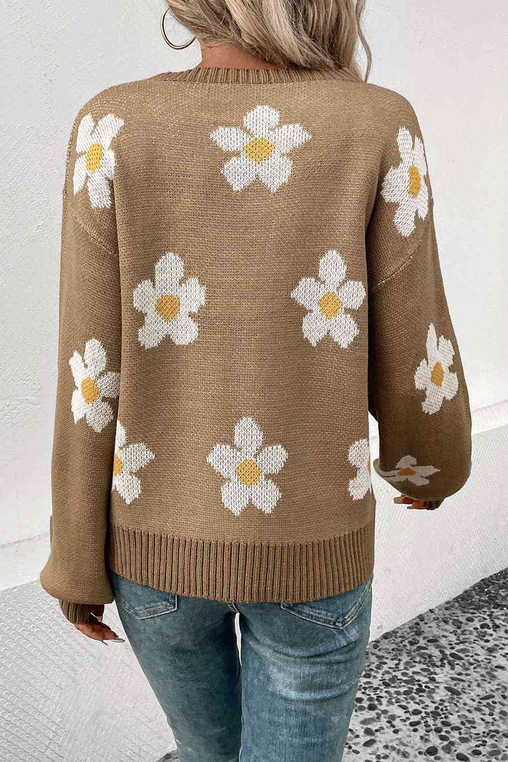 Floral Dropped Shoulder Sweater - Premium  from Trendsi - Just $30! Shop now at ZLA