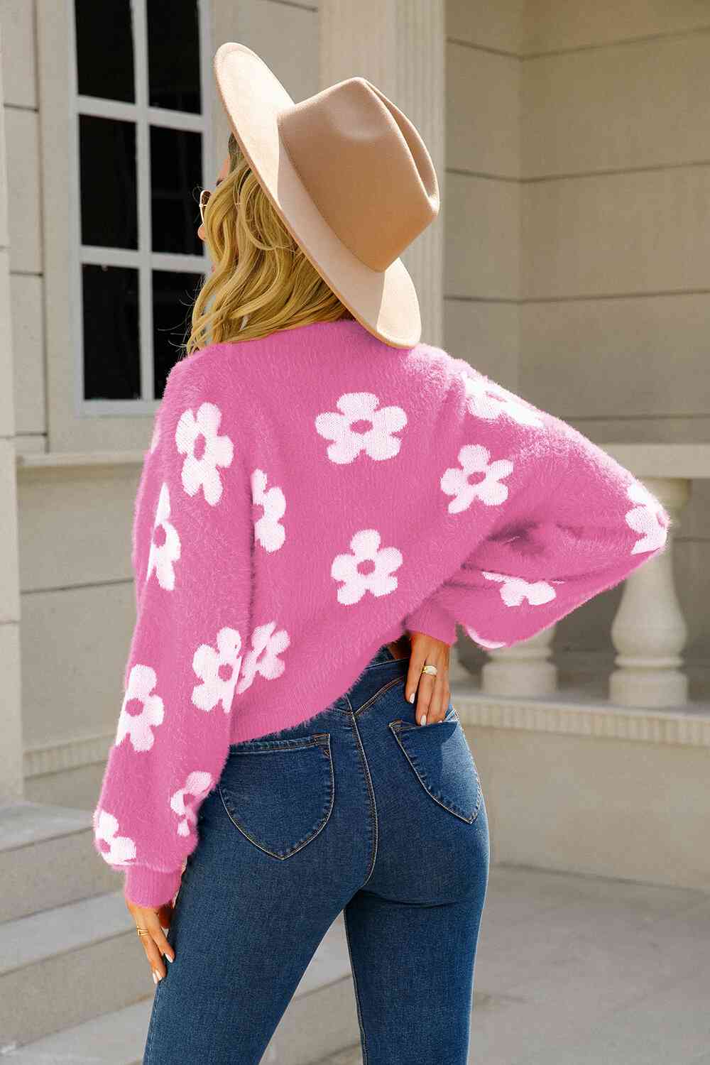 Floral Open Front Fuzzy Cardigan - Premium  from Trendsi - Just $38! Shop now at ZLA