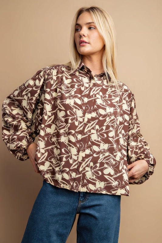 Floral Print Button Down Blouse - Premium  from ZLA - Just $39! Shop now at ZLA