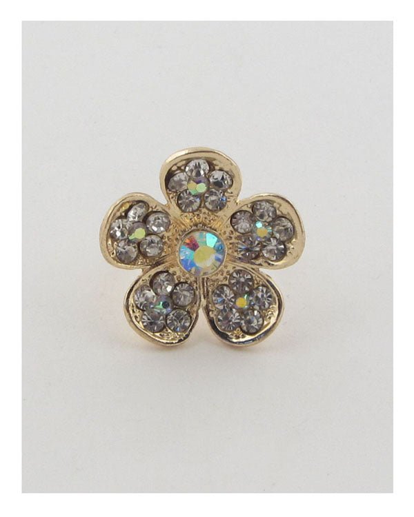 Flower rhinestone adjustable ring - ZLA