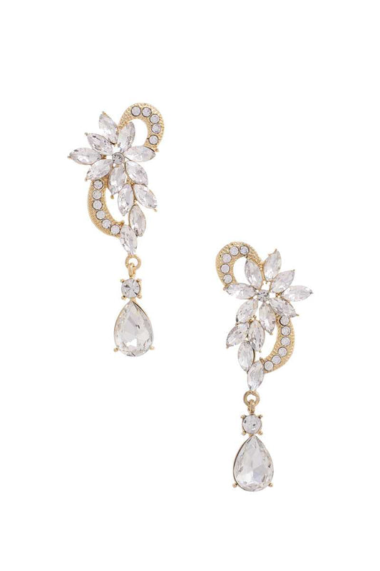 Flower Rhinestone Dangle Earring - ZLA