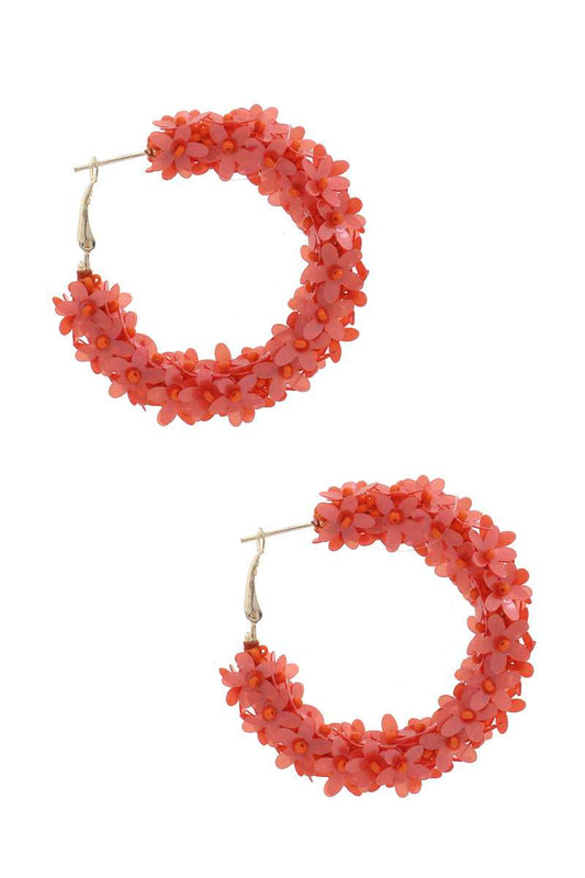 Flower Sequin Hoop Earring - ZLA