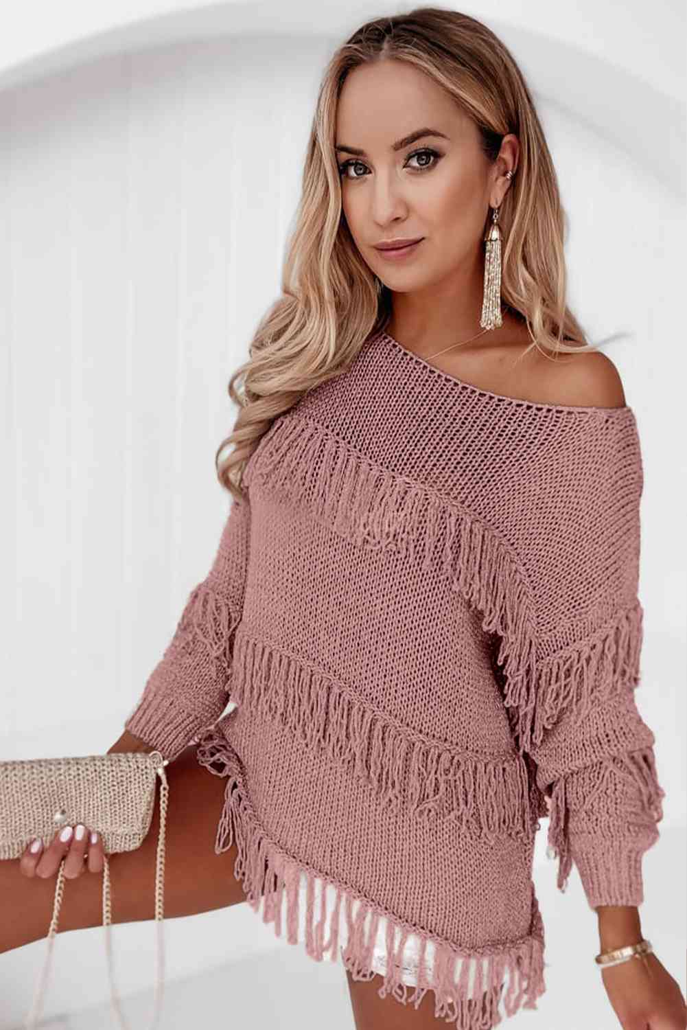 Fringe Detail Long Sleeve Sweater - Premium  from Trendsi - Just $42! Shop now at ZLA