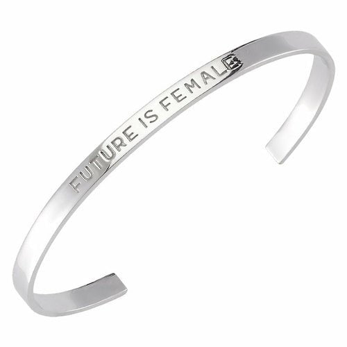 Future is Female Silver Engraved Bracelet Cuff - Premium Jewelry & Watches from Mauve Baobab - Just $36.57! Shop now at ZLA