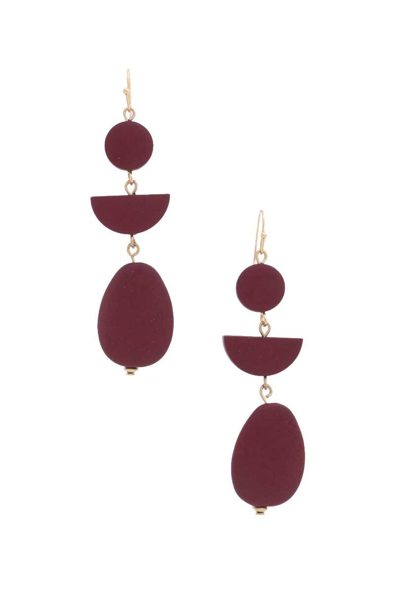 Geometric Wood Bead Dangle Earring - ZLA