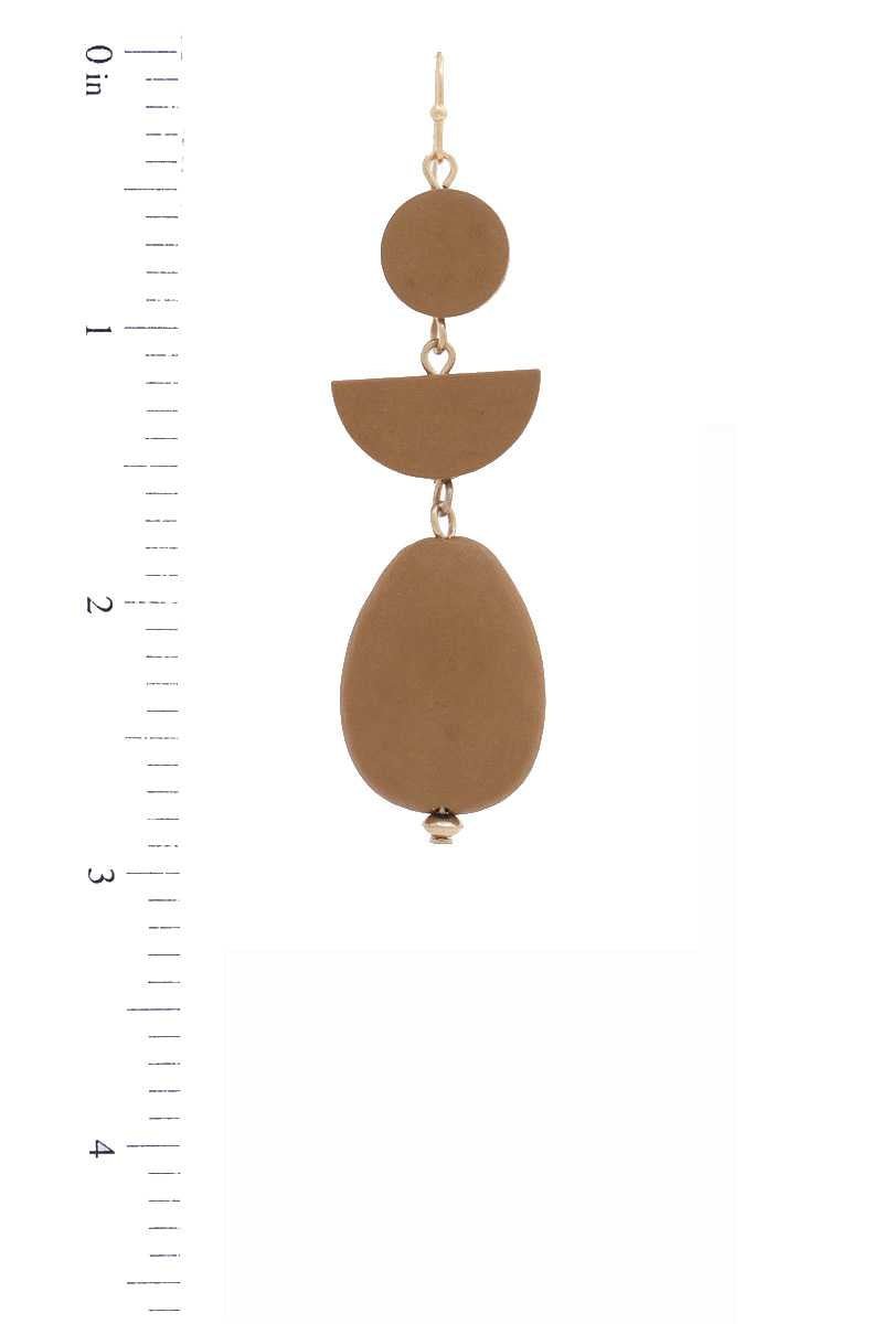 Geometric Wood Bead Dangle Earring - ZLA