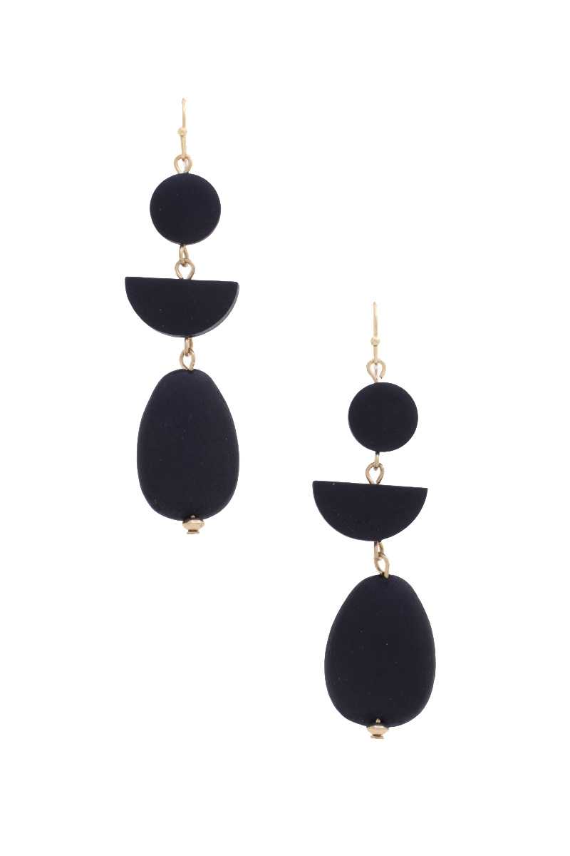 Geometric Wood Bead Dangle Earring - ZLA