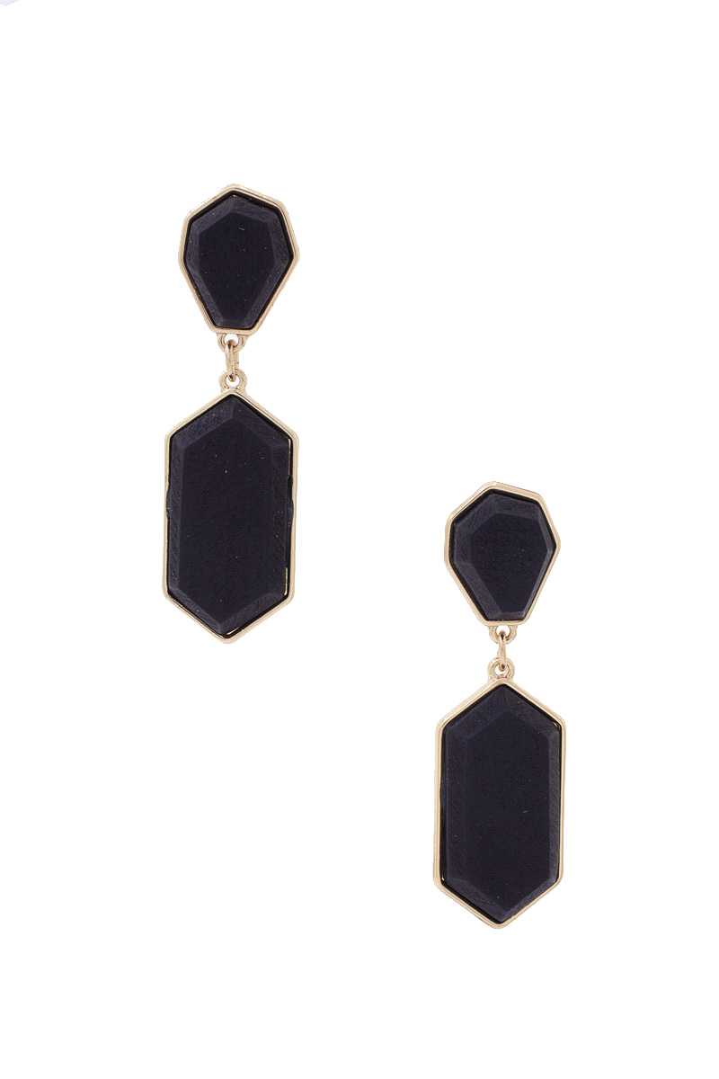 Geometric Wood Post Drop Earring - ZLA