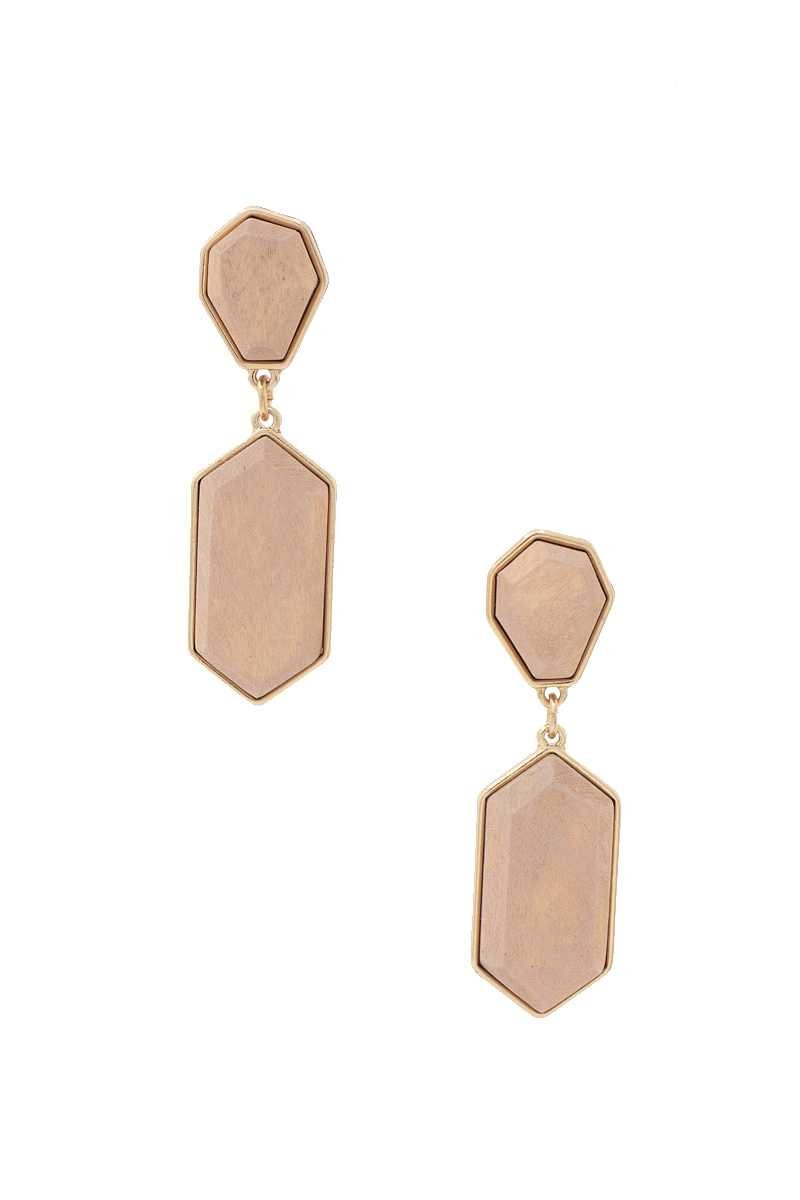 Geometric Wood Post Drop Earring - ZLA