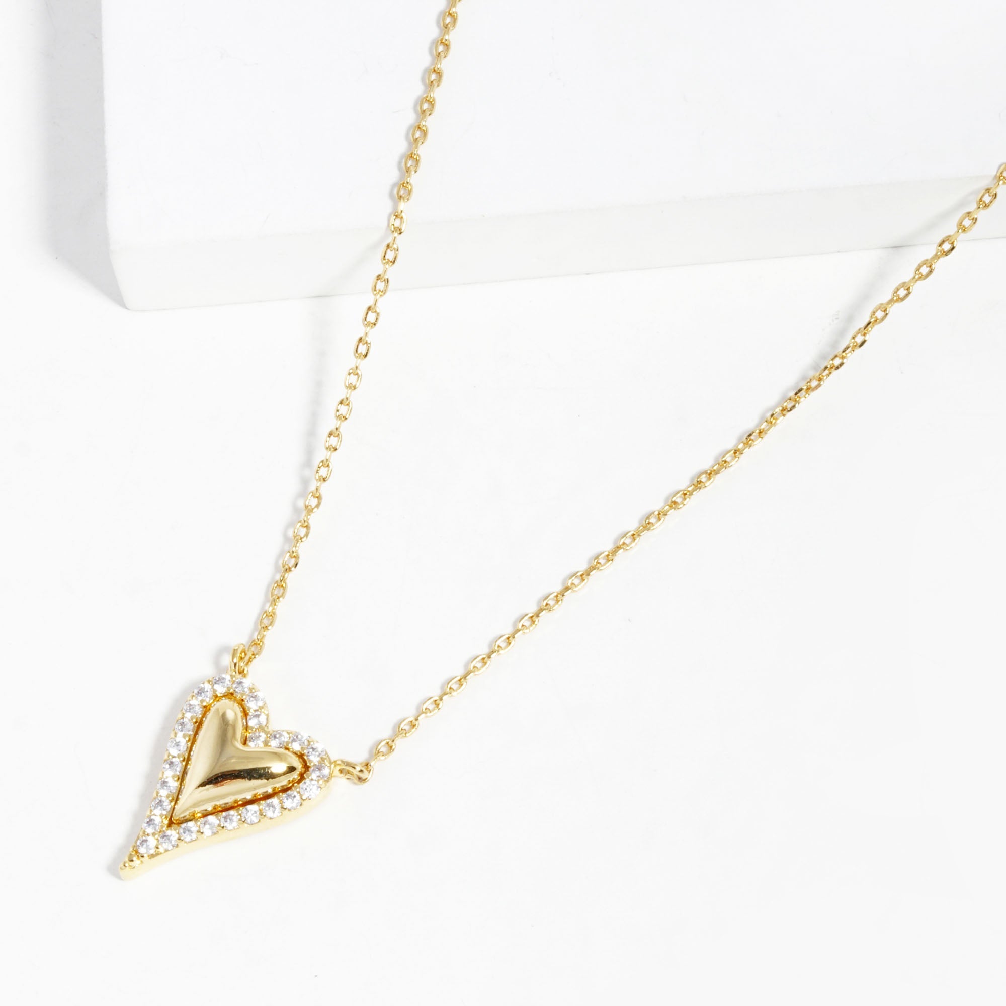 Gold Dipped Heart Pendant Necklace - ZLA