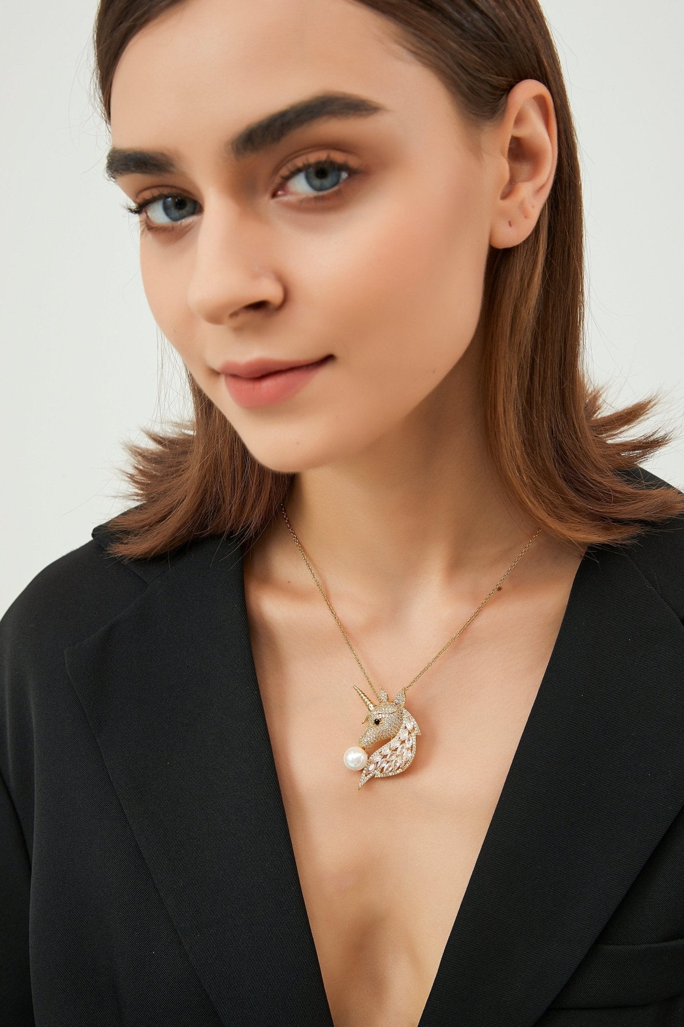 Gold Pavé Unicorn Brooch and Necklace Set - Premium Jewelry & Watches from Salmon Pandora - Just $52.14! Shop now at ZLA