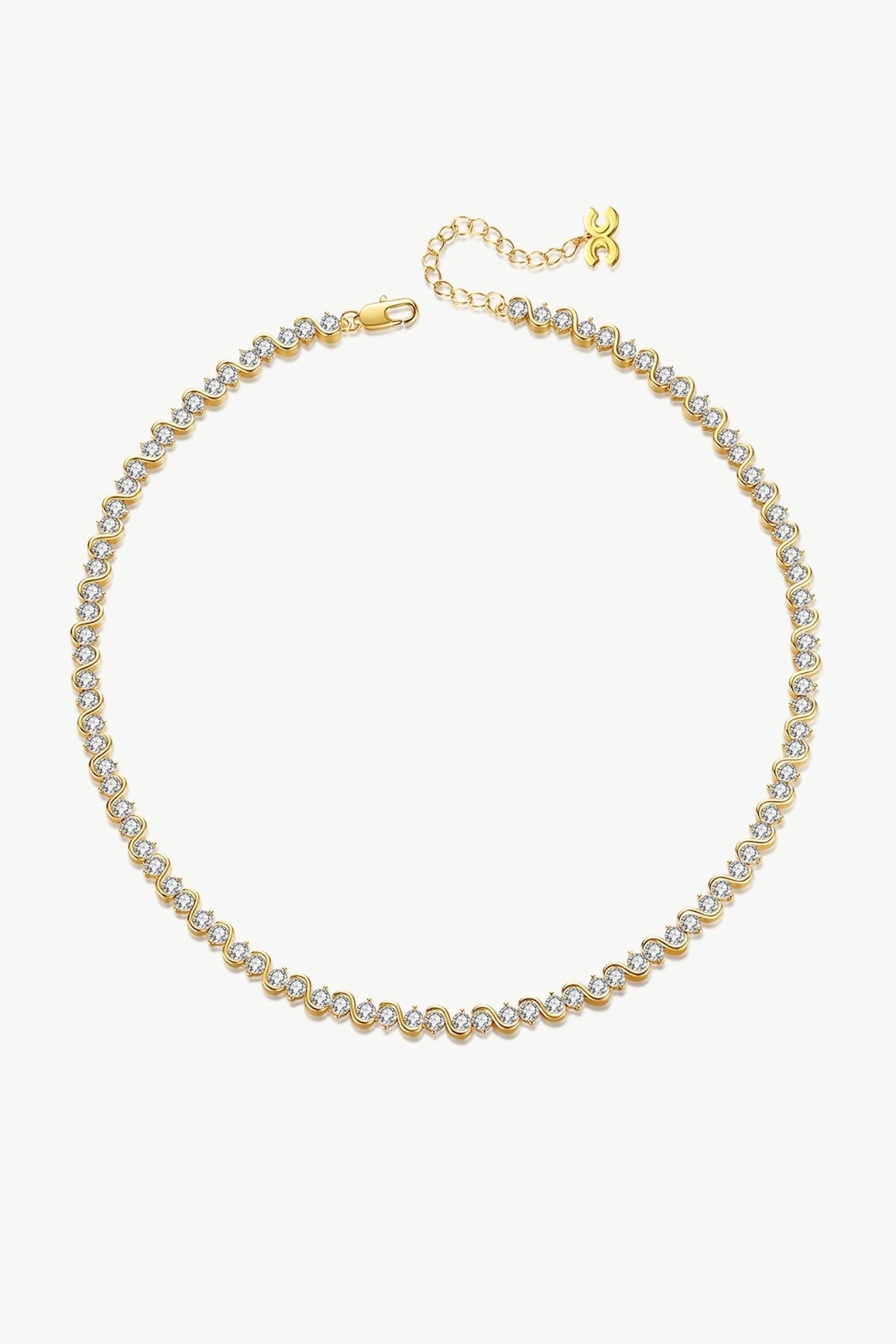 Gold Wave Zirconia  Tennis Choker Necklace - Premium Jewelry & Watches from Salmon Pandora - Just $78.54! Shop now at ZLA