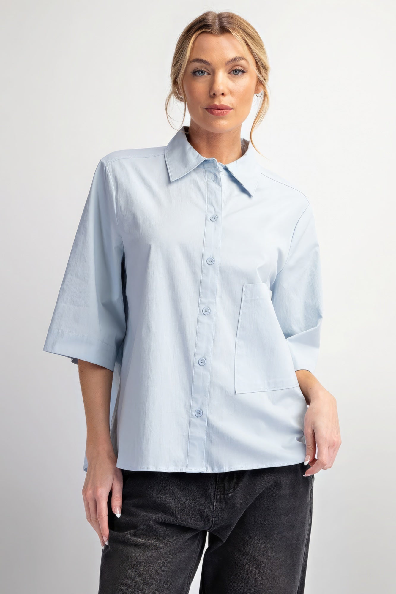 Half Slvs Stretch Poplin Button Down Shirt - Premium  from ZLA - Just $51.50! Shop now at ZLA