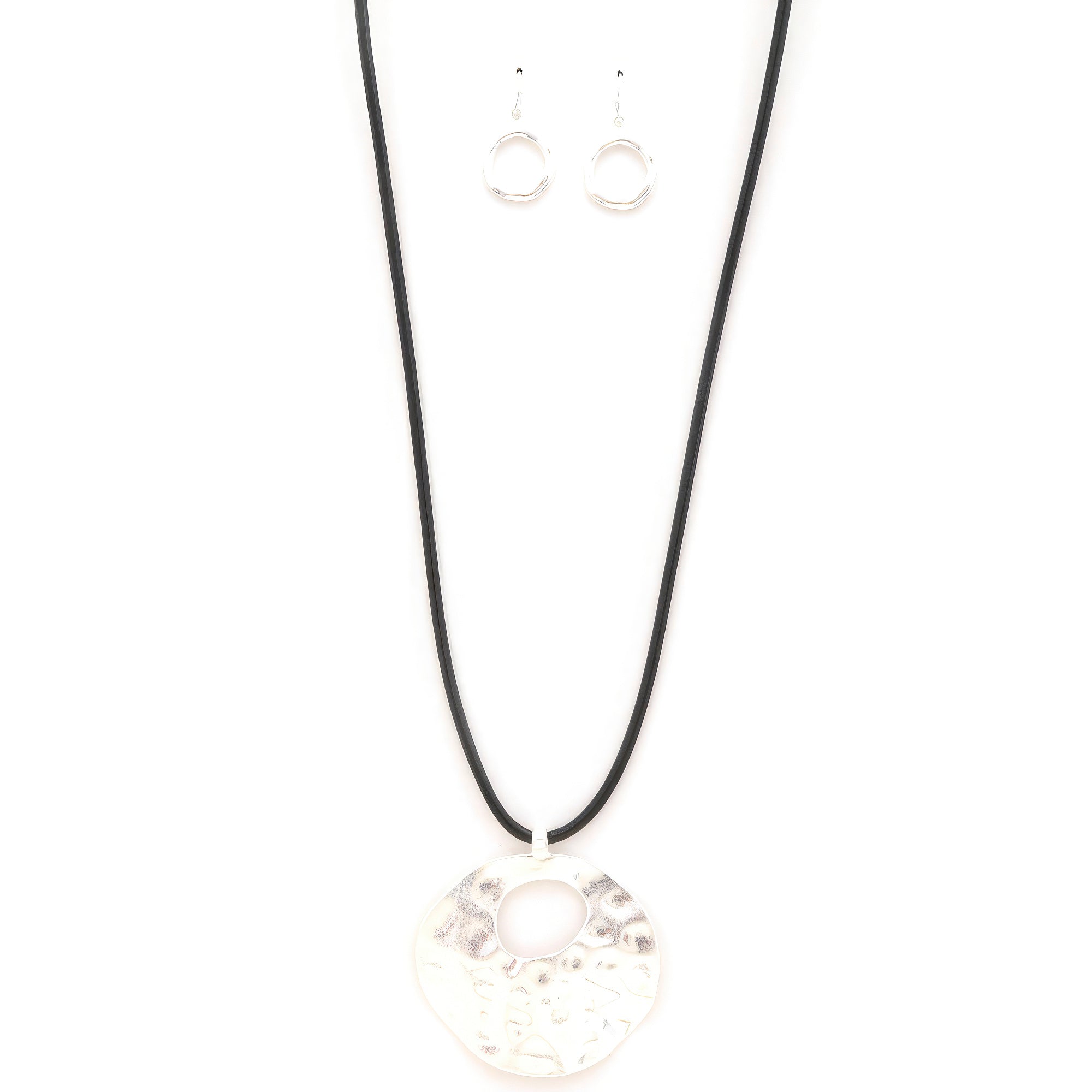 Hammered Metal Round Pendant Necklace - Premium  from ZLA - Just $13! Shop now at ZLA