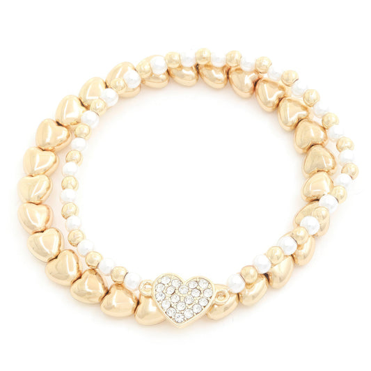 Heart Charm Beaded Bracelet Set - Premium  from ZLA - Just $12! Shop now at ZLA