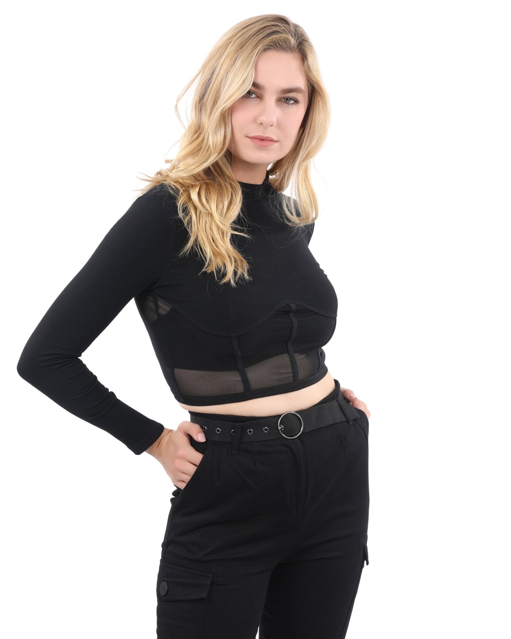 Heather Long Sleeve Crop Top - Premium  from Savoy Active - Just $24! Shop now at ZLA