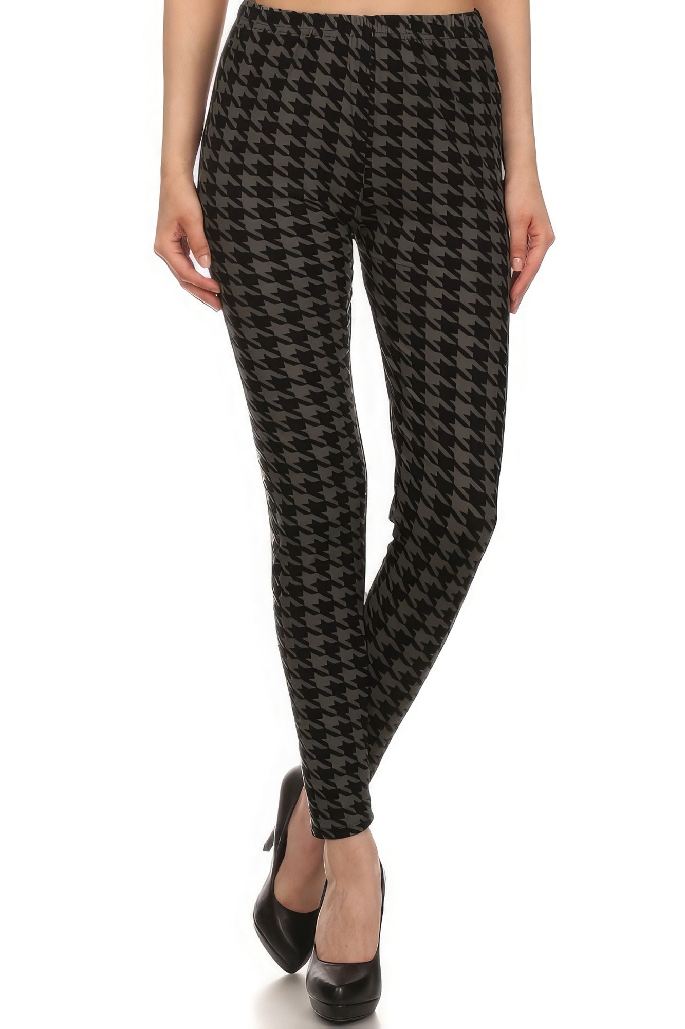 High Waisted Houndtooth Printed Knit Legging With Elastic Waistband - Premium  from ZLA - Just $10.50! Shop now at ZLA