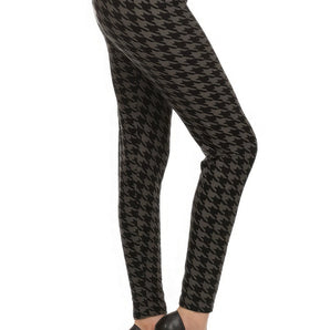 High Waisted Houndtooth Printed Knit Legging With Elastic Waistband - Premium  from ZLA - Just $10.50! Shop now at ZLA