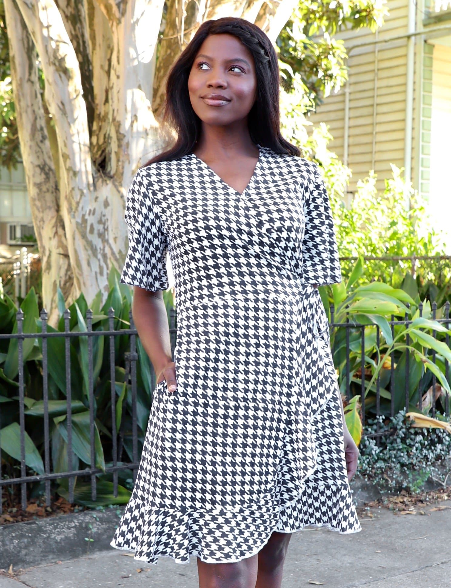 Houndstooth Organic Wrap Dress - Premium  from Passion Lilie - Just $96! Shop now at ZLA