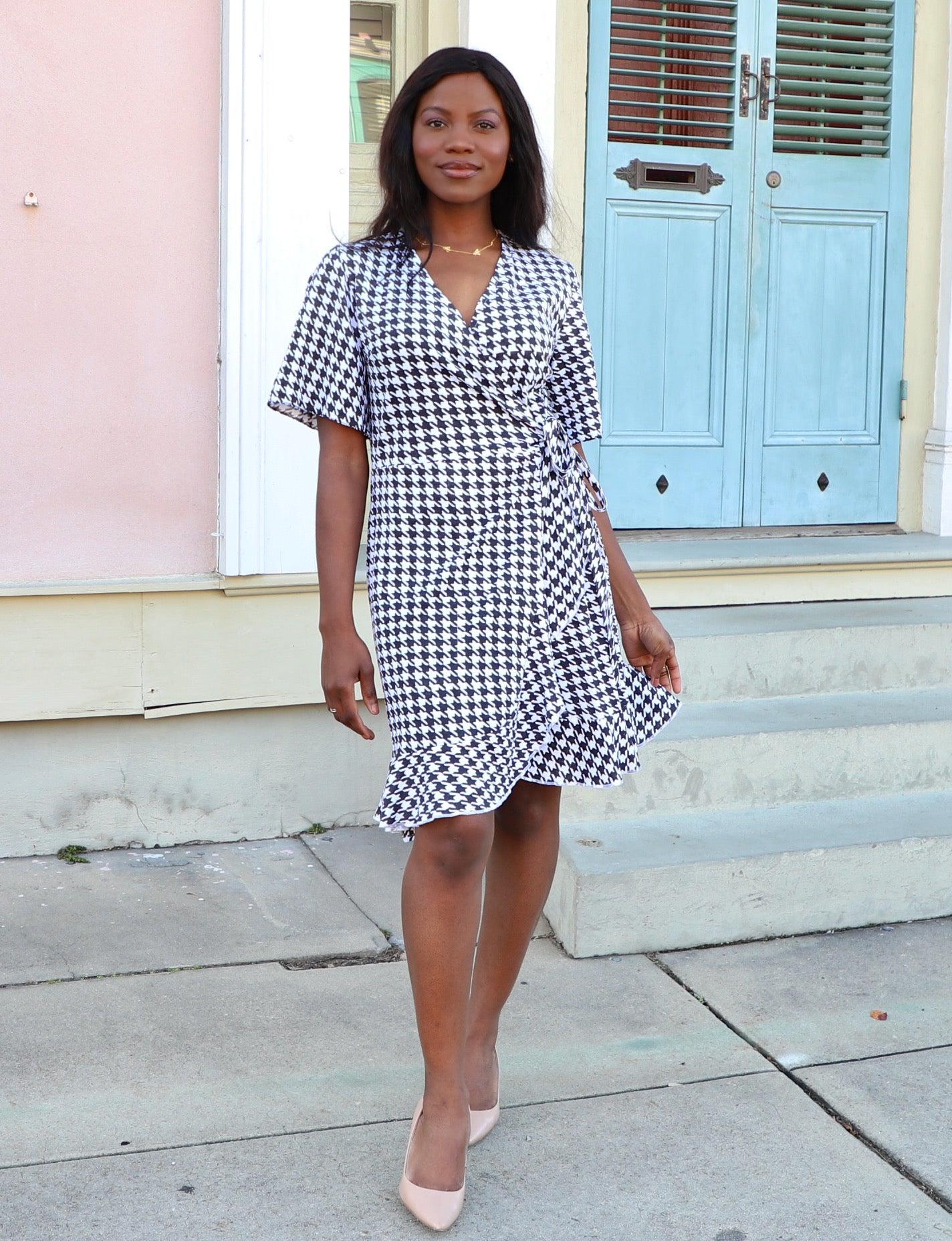 Houndstooth Organic Wrap Dress - Premium  from Passion Lilie - Just $96! Shop now at ZLA