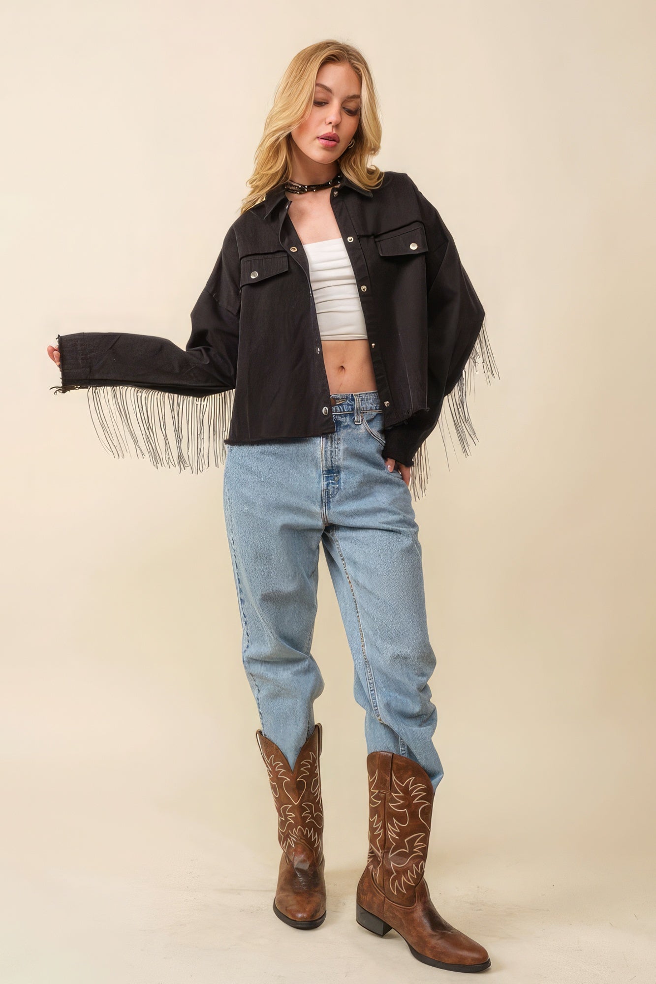Howdy Sequin Fringe And Star Patches Jacket - Premium  from ZLA - Just $73.50! Shop now at ZLA