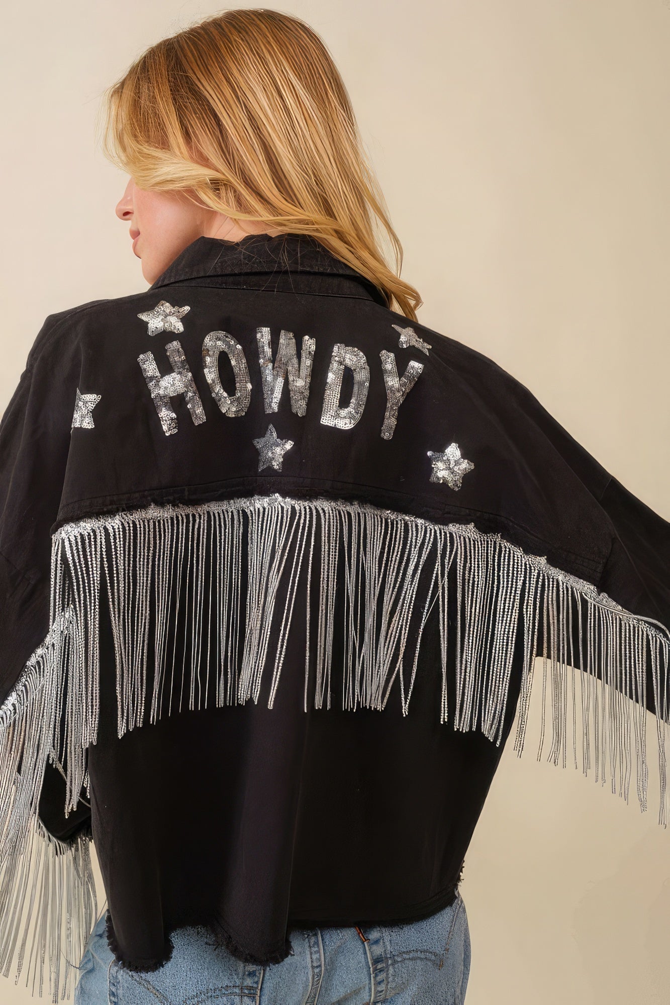 Howdy Sequin Fringe And Star Patches Jacket - Premium  from ZLA - Just $73.50! Shop now at ZLA