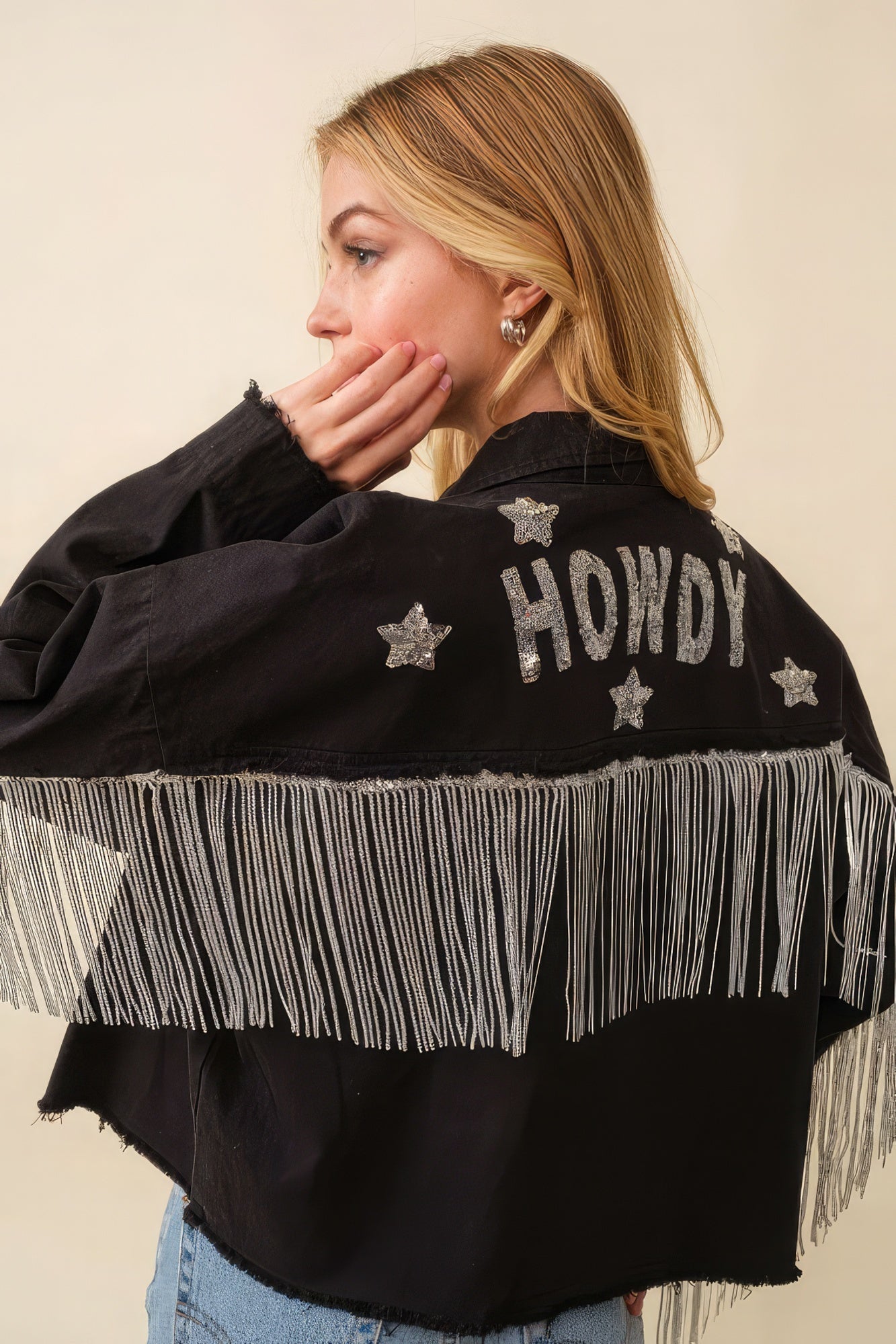 Howdy Sequin Fringe And Star Patches Jacket - Premium  from ZLA - Just $73.50! Shop now at ZLA