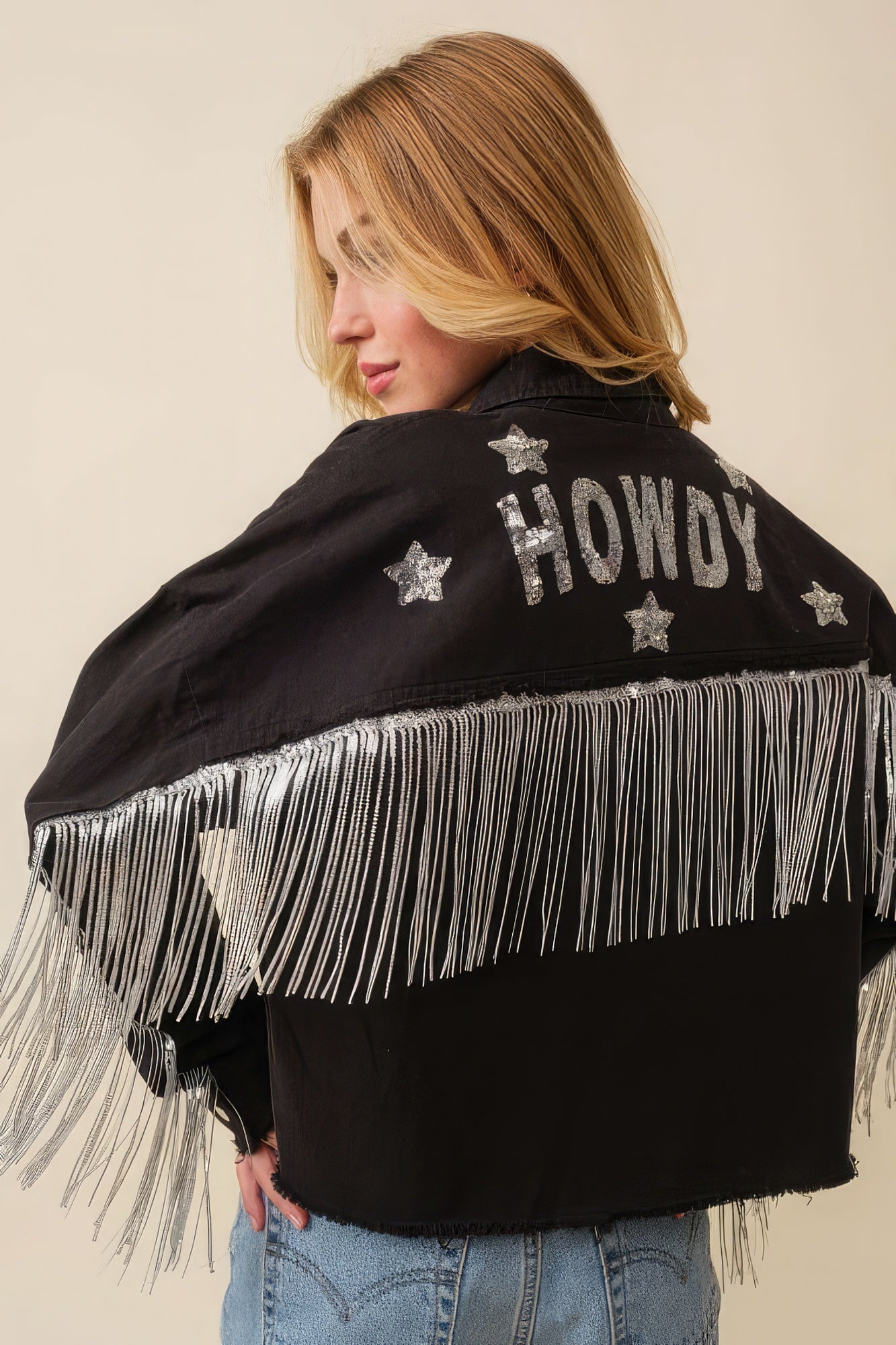 Howdy Sequin Fringe And Star Patches Jacket - Premium  from ZLA - Just $73.50! Shop now at ZLA