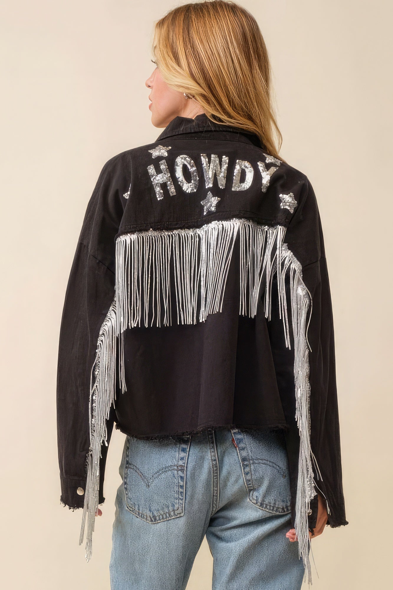 Howdy Sequin Fringe And Star Patches Jacket - Premium  from ZLA - Just $73.50! Shop now at ZLA