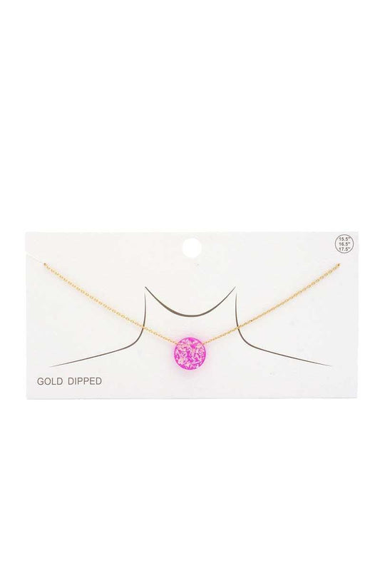 Iridescent Circle Gold Dipped Necklace - ZLA