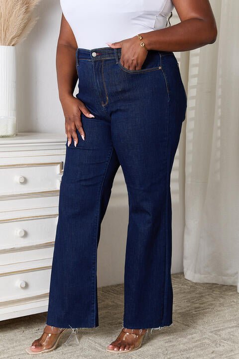 Judy Blue Full Size Raw Hem Straight Leg Jeans with Pockets - Premium  from Trendsi - Just $64! Shop now at ZLA