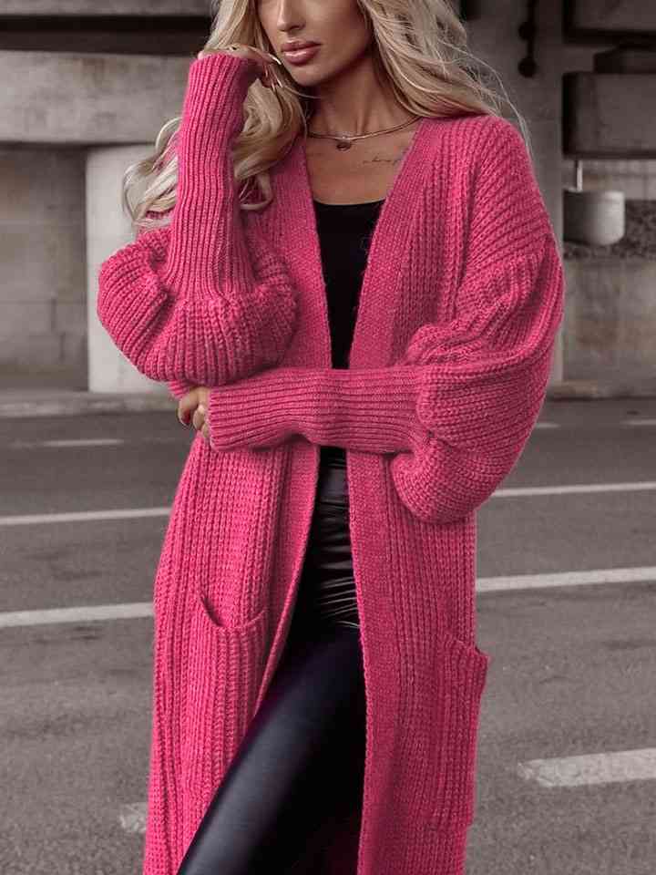 Lantern Sleeve Pocketed Cardigan - Premium  from Trendsi - Just $60! Shop now at ZLA