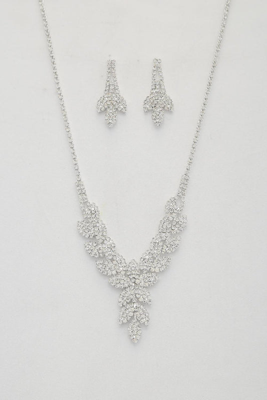 Leaf Pattern Crystal Necklace - ZLA