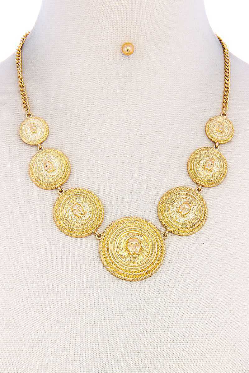 Lion Head Circle Linked Necklace - ZLA