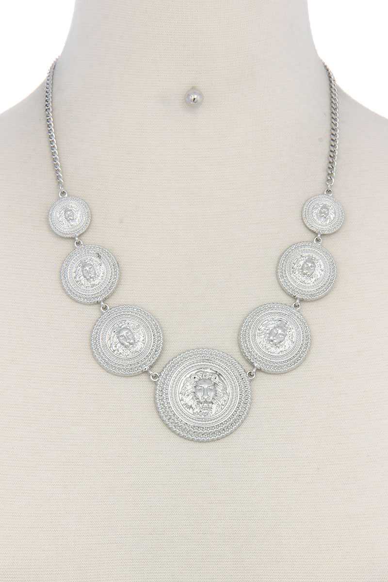 Lion Head Circle Linked Necklace - ZLA