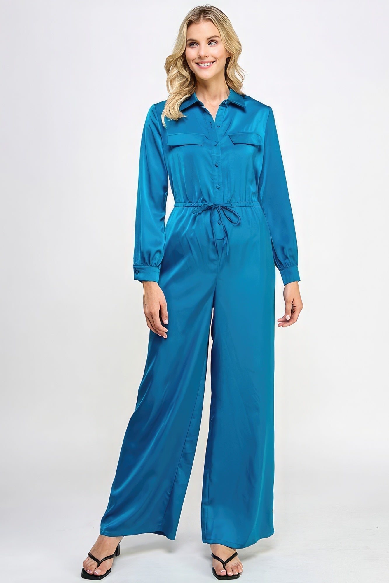 Long Sleeve Jumpsuit With Waist Drawstring - Premium  from ZLA - Just $40.50! Shop now at ZLA